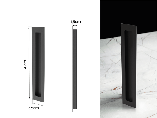Puxador Concha/Cava 30cm Em Aço Inox Cor Preto Fosco (2un)