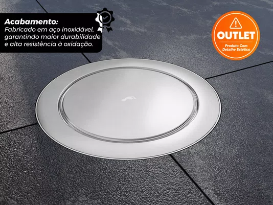 Ralo Redondo Embutido Click Inteligente Em Aço Inox Polido 15cm (Outlet)