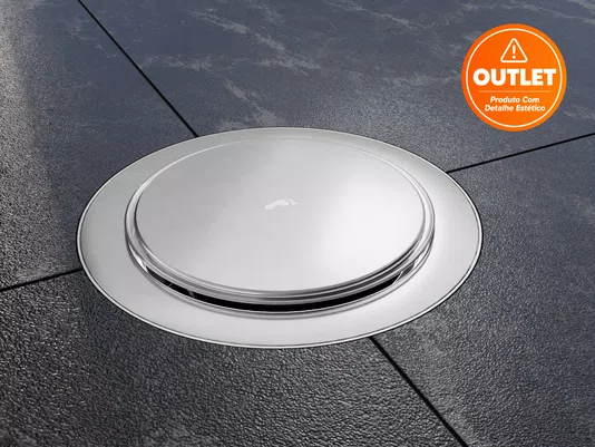 Ralo Redondo Embutido Click Inteligente Em Aço Inox Polido 15cm (Outlet)