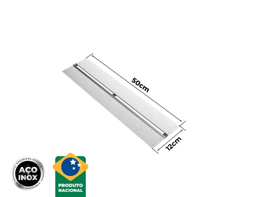 Ralos Grelha Linear Para Borda Piscina 50x12 Cm Em Aço Inox