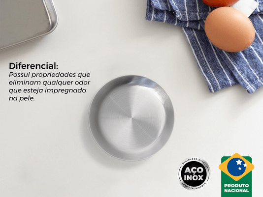Sabonete Anti-Odor Em Aço Inox Escovado 7,7cm | Elimina Cheiros de Alho, Cebola e Peixe