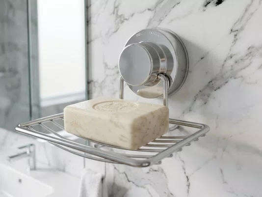 Saboneteira Inox Com Ventosa Para Banheiro Lavabo Área De Serviço