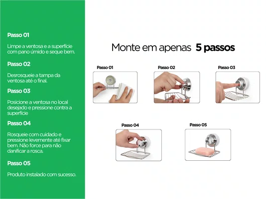 Saboneteira Inox Com Ventosa Para Banheiro Lavabo Área De Serviço