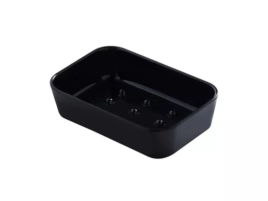 Saboneteira de Bancada Preta em Plástico para Banheiro e Lavabo