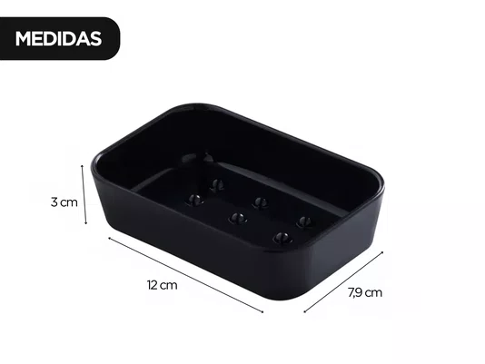 Saboneteira de Bancada Preta em Plástico para Banheiro e Lavabo