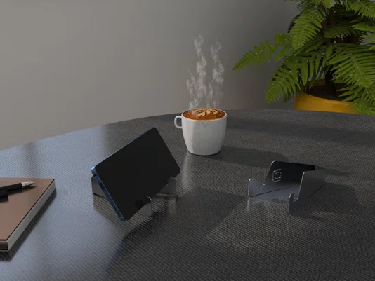 Suporte Mini Para Celular/Tablet Em Aço Inox Escovado
