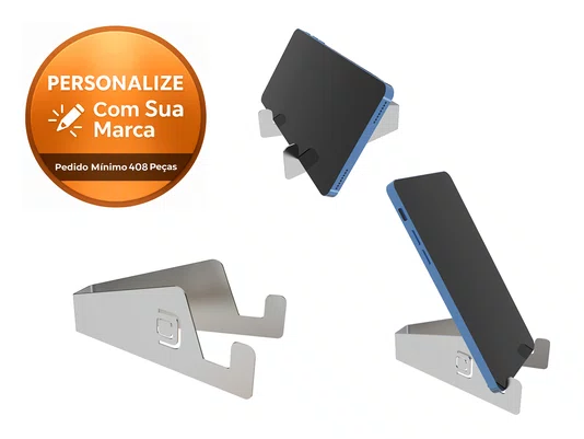 Suporte Mini Para Celular/Tablet Em Aço Inox Escovado