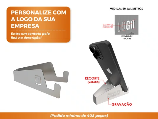 Suporte Mini Para Celular/Tablet Em Aço Inox Escovado