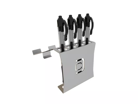 Suporte Para Celular/Tablet Com Porta Caneta Em Aço Inox Escovado
