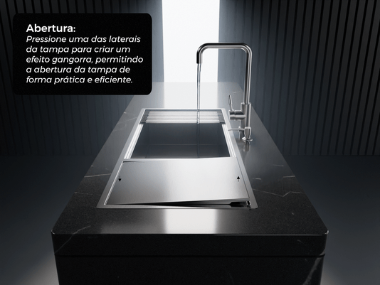 Tampa Para Escorredor Pratic Com Acabamento Em Aço Inox Escovado