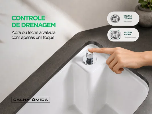 Tanque Cerâmico para Lavanderia com Torneira Extensível Branco 71x48cm
