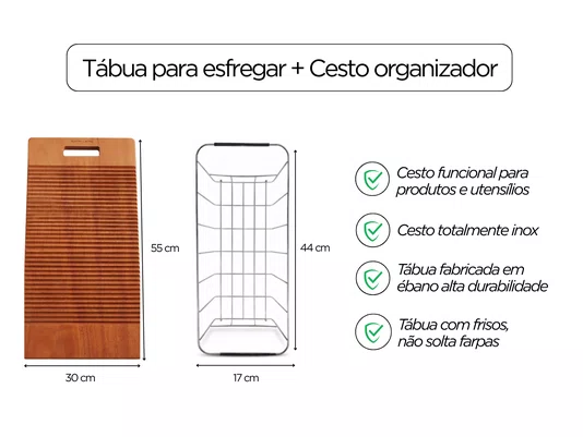 Tanque de Embutir Inox 65 Litros Pro para Lavanderia 70x40cm