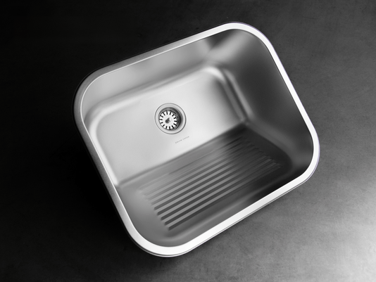 Tanque Monobloco Inox Acetinado 55x45cm Com Válvula De 3.1/2