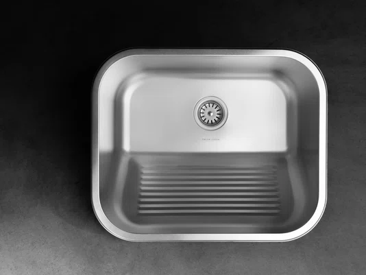 Tanque Inox Lavanderia 43x37 Monobloco Acetinado Com Válvula 3.1/2