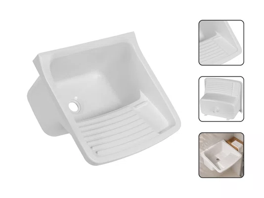 Tanque Plástico Branco 34 Litros para Lavanderia 55x47cm