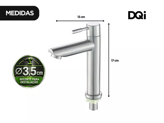 Torneira Basic Mobi Inox Para Banheiro e Lavabo de Bancada