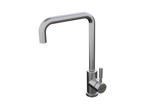 Torneira Monocomando Kitchen Em Aço Inox Escovado Com Bica Giratória e Arejador