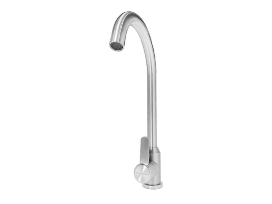 Torneira Monocomando Essence Em Aço Inox Escovado Com Bica Giratória e Arejador
