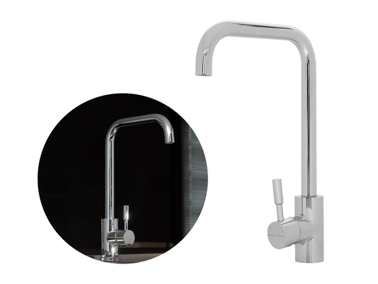 Torneira Monocomando Kitchen Em Aço Inox Polido Bica Giratória e Arejador