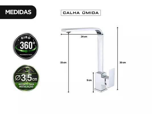 Torneira Monocomando Chrome Cromada Para Cozinha Slim DQI