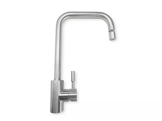 Torneira Monocomando Kitchen Pro em Aço Inox Escovado Com Bico Articulado e Arejador