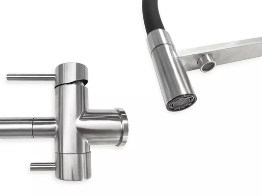 Torneira Monocomando Platino Flexível Com Bica Giratória, Arejador E Engate para Filtro