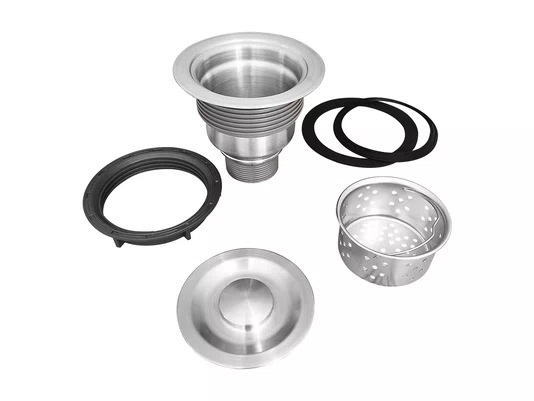Válvula De Pia 4 1/2" Com Ralo Cesto Removível Em Inox 304 Escovado