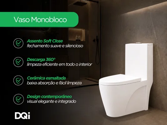 Vaso Sanitário Monobloco Cerâmica Branco com Caixa Acoplada