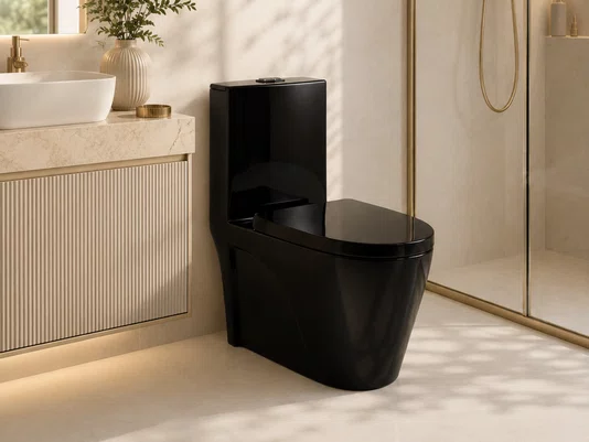 Vaso Sanitário Monobloco Cerâmica Preto com Caixa Acoplada