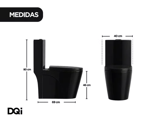 Vaso Sanitário Monobloco Cerâmica Preto com Caixa Acoplada