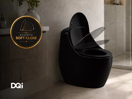 Vaso Sanitário Monobloco com Caixa Acoplada em Cerâmica Preto Soft Close