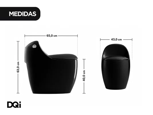 Vaso Sanitário Monobloco Preto Com Caixa Acoplada Formato Oval