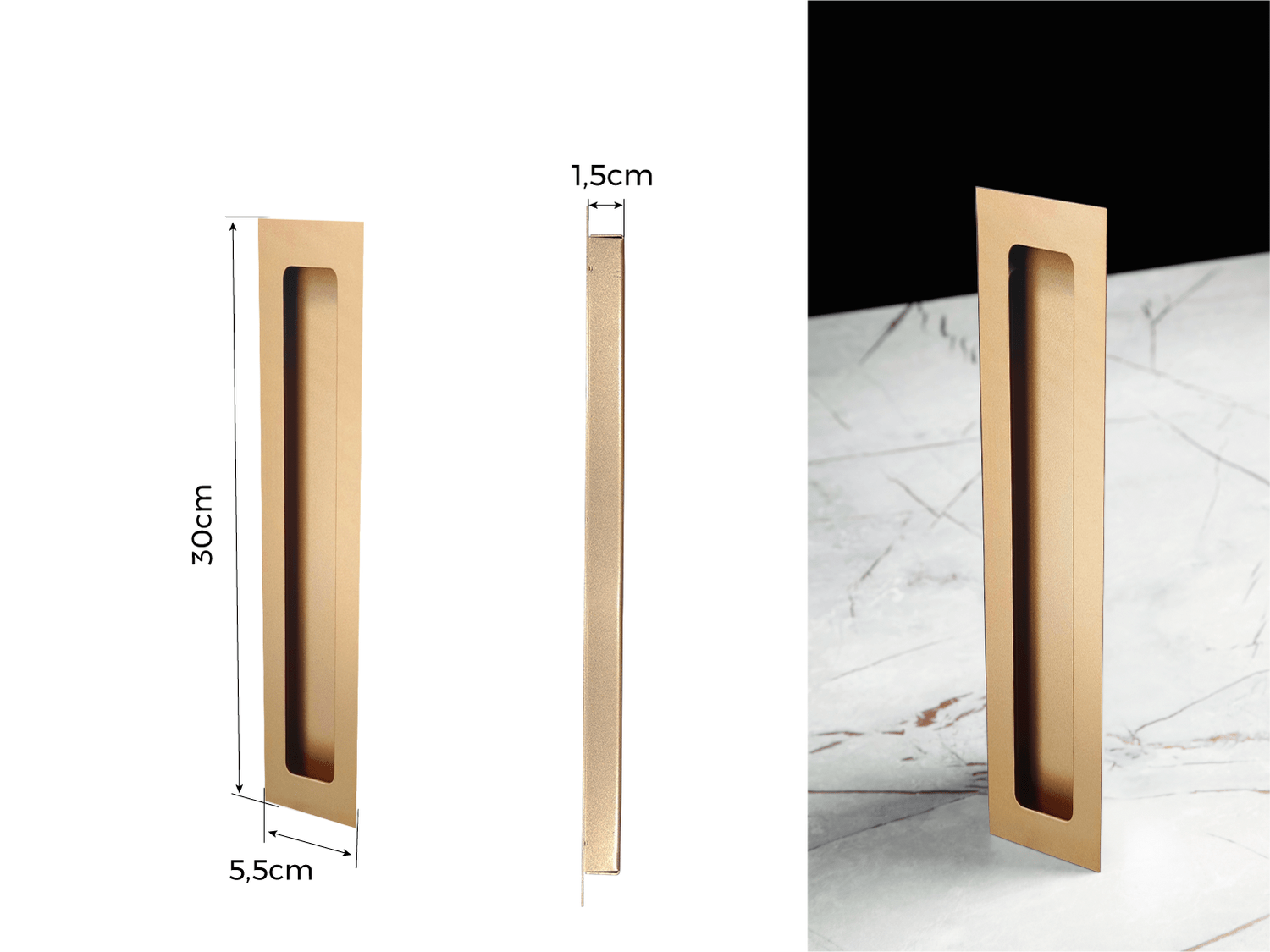Puxador Concha/Cava 30cm Em Aço Inox Cor Dourado Zen (2un)