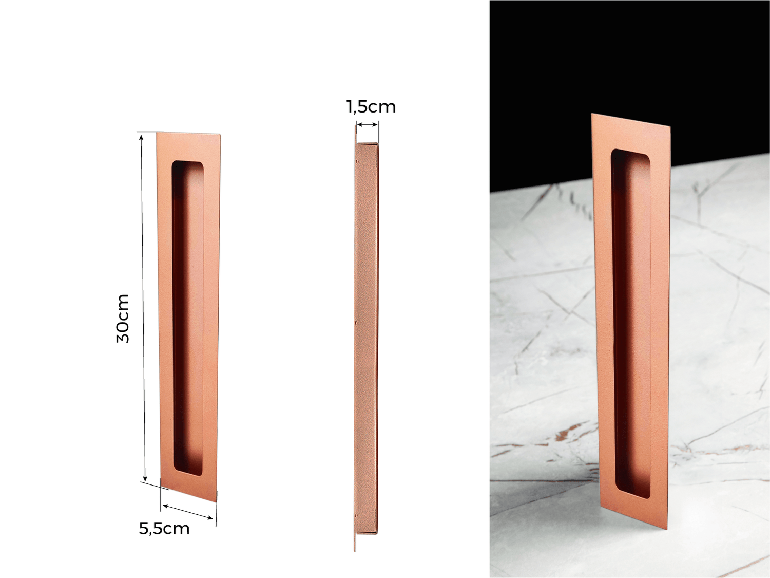 Puxador Concha/Cava 30cm Em Aço Inox Cor Res Gold Mate (2un)