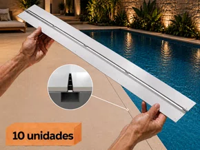 10 Ralos Grelha Linear Para Borda Piscina 100x12 Cm Em Inox