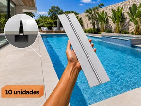 10 Ralos Grelha Linear Para Borda Piscina 50x12 Cm Em Inox