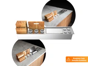 Calha Seca Exclusive Gourmet 90cm Completa Com Porta Temperos Em Aço Inox (Outlet) Calha Seca Exclusive Gourmet 90cm Completa Com Porta Temperos Em Aço Inox (Outlet)