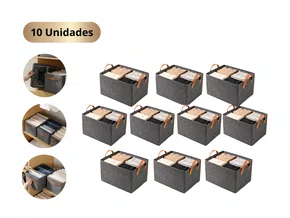 Cesto Organizador De Guarda Roupa Gavetas Closet Tecido Dobrável e Lavável Multiuso