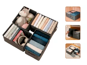 Cesto Organizador Multiuso Dobrável Lavável Para Closet Gavetas Cor Cinza