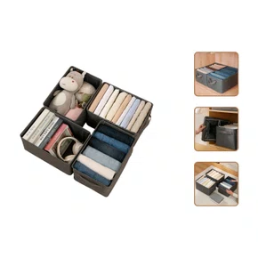 Cesto Organizador Multiuso Dobrável Lavável Para Closet Gavetas Cor Cinza