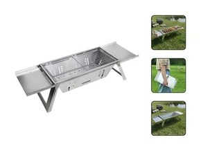 Churrasqueira Portátil Inox Maleta Dobrável Camping E Pesca