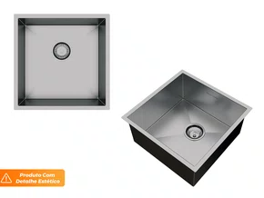 Cuba De Aço Inox Escovado 40x40cm Para Pia De Cozinha Com Válvula 4.1/2" (Outlet) Cuba De Aço Inox Escovado 40x40cm Para Pia De Cozinha Com Válvula 4.1/2" (Outlet)
