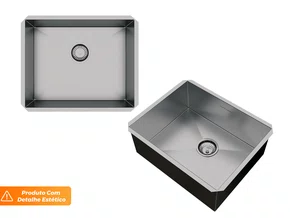 Pia De Embutir Quadrada 50x40cm Profunda Em Aço Inox Escovado Com Válvula De 4.1/2 (Outlet) Pia De Embutir Quadrada 50x40cm Profunda Em Aço Inox Escovado Com Válvula De 4.1/2 (Outlet)