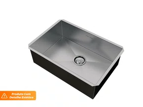 Pia De Embutir Quadratta 60x40cm Em Aço Inox Escovado Com Válvula De 4.1/2 (Outlet)