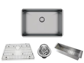 Cuba De Embutir Quadratta 60x40cm Em Aço Inox Escovado Com Escorredor + Grade Aramada e Válvula De 4.1/2