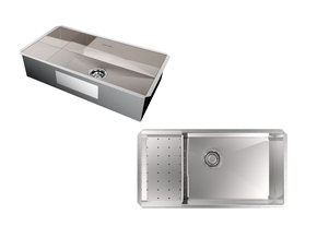 Cuba De Embutir Splendore 70x35cm Em Aço Inox Polido Com Escorredor 37,3x20cm e Válvula De 4.1/2