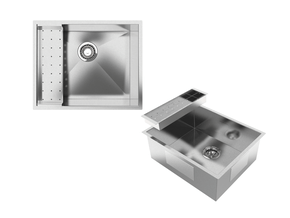 Cuba De Sobrepor Quadratta 54x44cm Em Aço Inox Escovado Com Escorredor 12x5cm e Válvula De 4.1/2