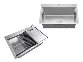 Cuba De Sobrepor Essence 68x46cm Em Aço Inox Escovado Com Acessórios E Válvula De 4.1/2