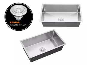 Cuba De Sobrepor Calha Úmida Essence 75x45cm Em Aço Inox Escovado Com Válvula De 4.1/2