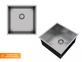 Pia De Sobrepor Quadratta 40x40cm Cuba Em Aço Inox Escovado Com Válvula De 3.1/2 (Outlet) Pia De Sobrepor Quadratta 40x40cm Cuba Em Aço Inox Escovado Com Válvula De 3.1/2 (Outlet)